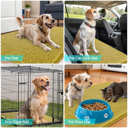 Dog Door Mat for Muddy Paws 30x20 (Mustard Yellow / 30" X 20")