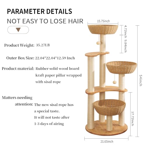 54" Modern Cat Tree Tower for Indoor Cats
