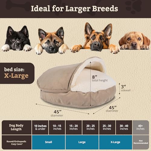 Cozy Cave Dog Bed (45.0"L x 45.0"W x 8.0"Th / Buckskin)