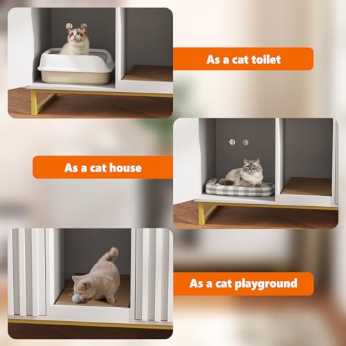 Double Litter Box Enclosure (White / 47.6"L x 21.5"W x 26"H)