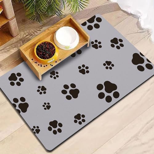Pet Feeding Mat Dog Cat Food Mat for Floors Waterproof Food and Water Bowl Mats for Indoor Absorbent Non (Light Gray-JY / 12"×20")
