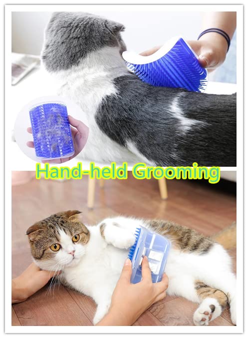 6 Pack Cat Self Groomer with Catnip Pouch Wall Corner Groomers Cat Face Scratcher Pet Grooming Brush Massage Combs for Short Long Haired Cats Fur Pets Dog Kitten Puppy (2 Grey+1 Black+1 Dark Blue+1 Light Blue+1 Pink)