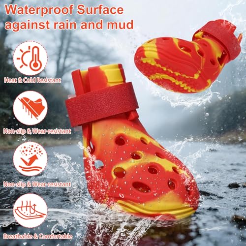 Dog Shoes for Hot Pavement (Yellow Red / S)
