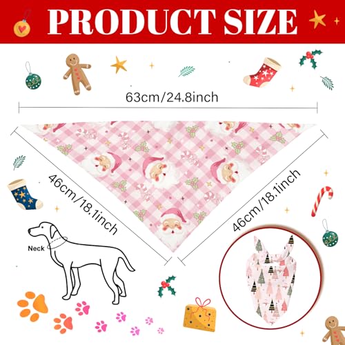 Pink Christmas Dog Bandanas 2 Pcs (Christmas1)