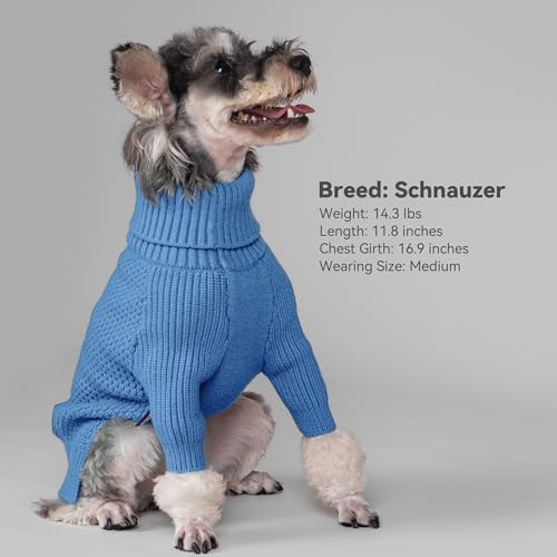 Dog Sweater Long Sleeve Warm Knit Sweaters for Small Dogs Boy Girl (Light Blue / Large)