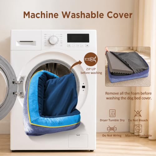 Orthopedic Dog Bed for Extra Large Dogs with Bolster (45.0"L x 35.0"W x 8.5"Th / Hidden Bay)