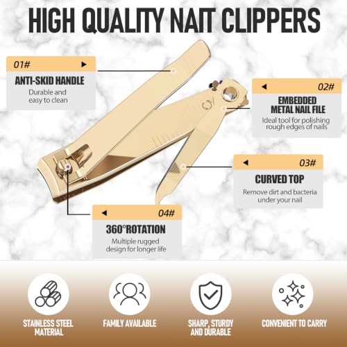 2Pcs Golden Nail Clippers Set (Golden)