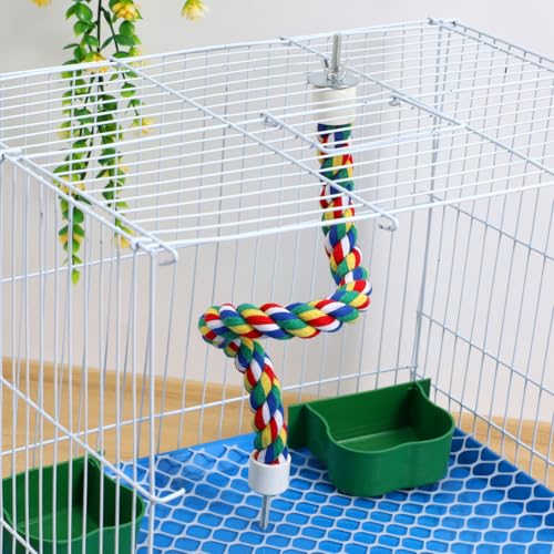 Parrot Rope Climbing Toy 18.5 Inch Cotton Rope Perch for Birds Cage Exercise and Chewing Toy for Parrots Cockatiels (40cm)