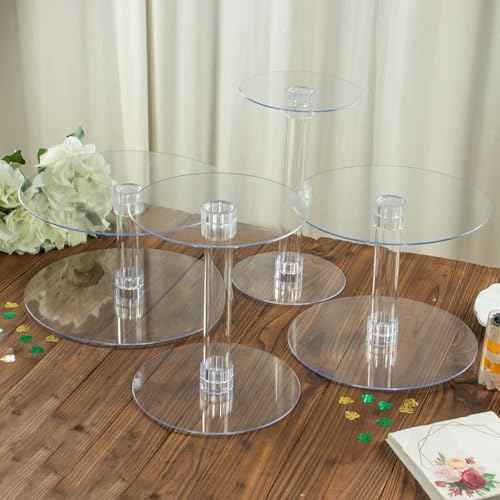 Efavormart Lovely 4 Tier XL Acrylic Crystal Glass Clear Cake Dessert Decorating Stand for Birthday Xmas Party Wedding (4-Tier 14" / Clear)