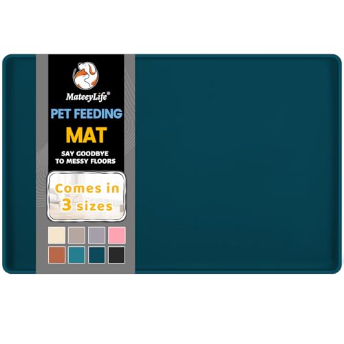 Silicone Cat & Dog Food Mat for Floors Waterproof (Navy / 22''×14'')