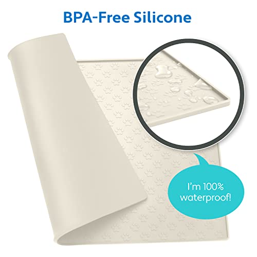 100% Waterproof Dog Food Mat (Cream / 18"L x 12"W)