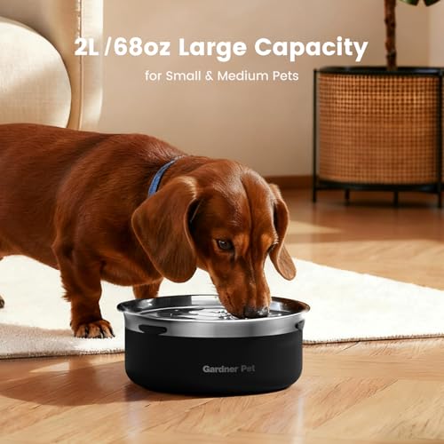 Dog Water Bowl Stainless Steel Dog Bowl (Black / Small (2L))