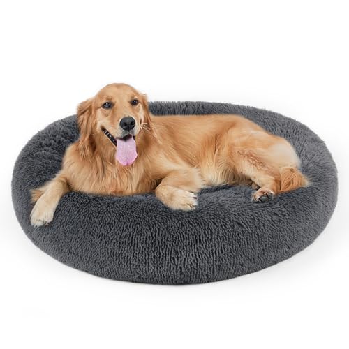 Dog Bed Cat Calming Bed (Dark Grey / 36.0"L x 36.0"W x 7.0"Th)