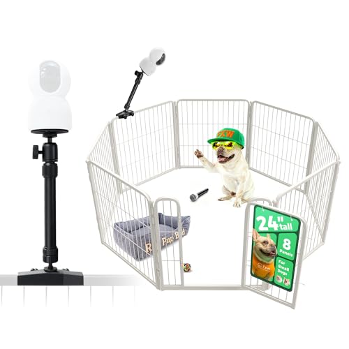 Homeplus Indoor Dog Playpen with Camera Mount (White / 24"H)