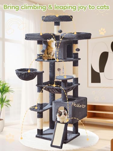 Tall Cat Tree (Smoky Gray / 76 Inches)