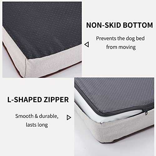 Orthopedic Memory Foam Dog Bed (Khaki Short Plush / Large-35"x 22" x 3")