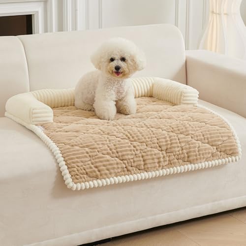 Dog Couch Bed for Large Dogs (Khaki / Large(39.37"L X 33.46"W X 6.3"Th))