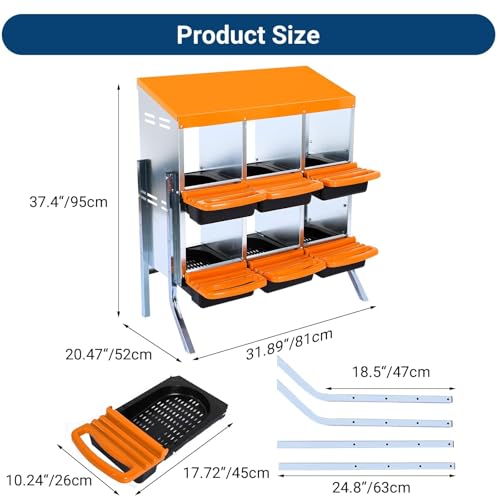 Chicken Nesting Boxes (35.4"L x 17.5"W x 9.3"H / Orange)