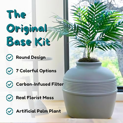 Original Hidden Litter Box Planter (Palm Plant / Base Kit / Pebble Gray)