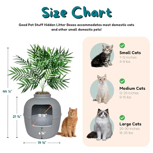 Original Hidden Litter Box Planter (Palm Plant / Essentials Kit / Pebble Gray)