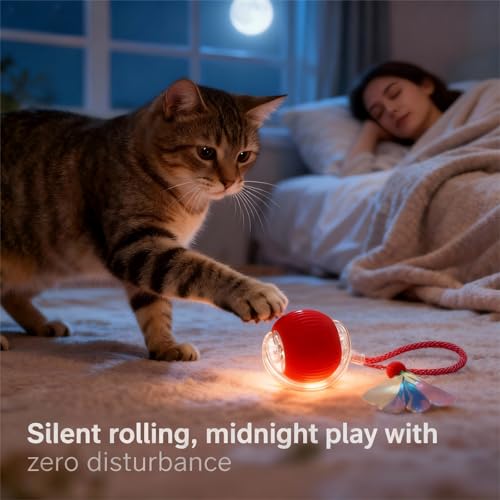 Automatic Cat Toy Ball for Indoor Cats (Red)