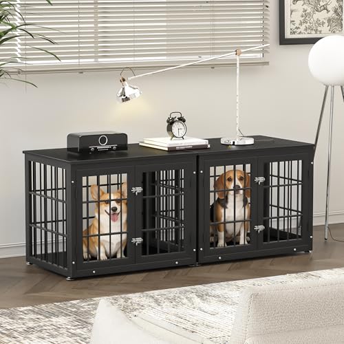 32" Heavy Duty Dog Crate Furniture for Small and Medium Dogs (Black / 32.7"L x 23.6"W x 26.2"H)