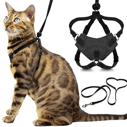 Houdini™ Escape Proof Cat Harness and Leash (Black / XL)