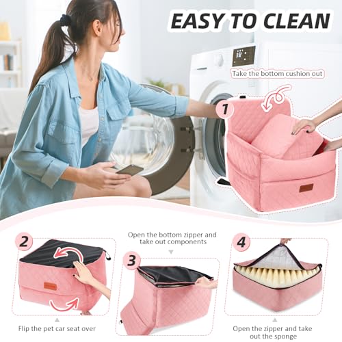 Dog Car Seat for Small Medium Dogs (Pink)