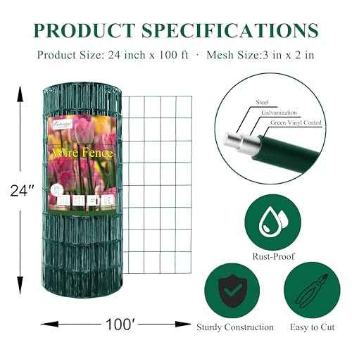 Green PVC Coated Welded Wire Fence 24" x 100' Roll (Green / 2''x3'' 16GA 24''x100')