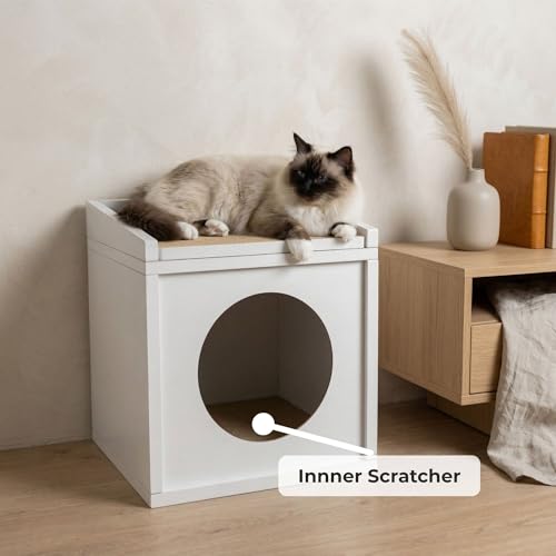Meowdium Cat House for Indoor Cats (White)