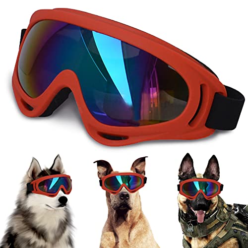 Large Dog Sunglasses (Red Frame&Colorful Lens&L)