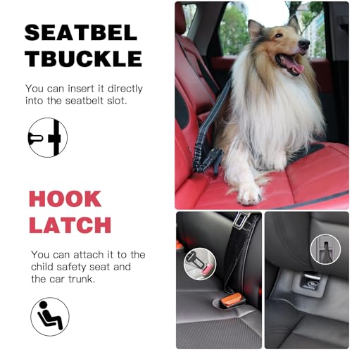 Dog Seat Belt for Car (Set Black+Black)