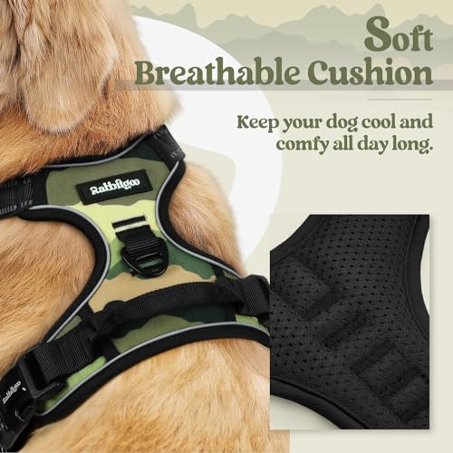 Dog Harness No Pull Medium Sized with 2 Leash Clips (Medium / Green Mountain)