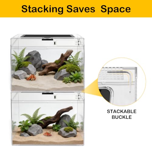 Reptile Tank 7 Piece Starter Kit with Escape Proof Locking Lid Small (Small(12x7x9IN))