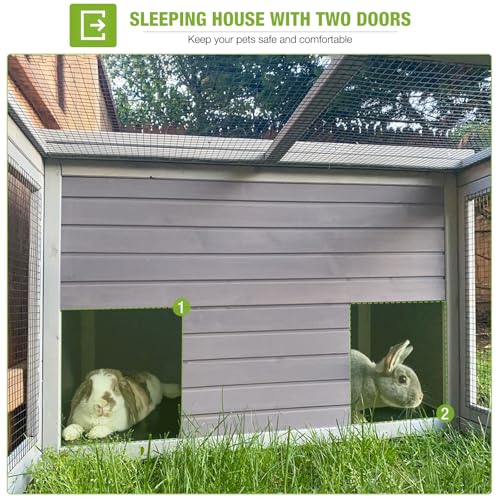 Chicken Coop Outdoor Rabbit Hutch with Run for Rabbits