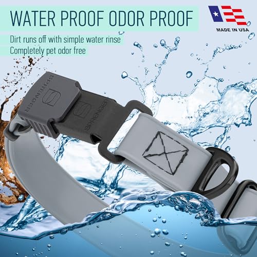 Biothane Waterproof Dog Collar with Herm Sprenger Black Stainless Steel Quick Release Buckle (W 3/4" x L 12"-19" / Battleship Gray)