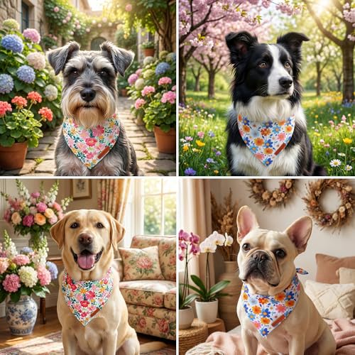 Flower Dog Bandanas Girl Boy (X-Large / Floral)