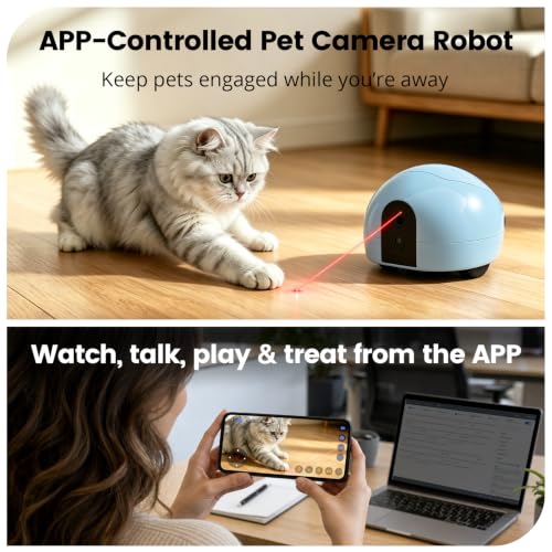 Pet Camera Robot with Treat Dispenser & Laser (Blue)