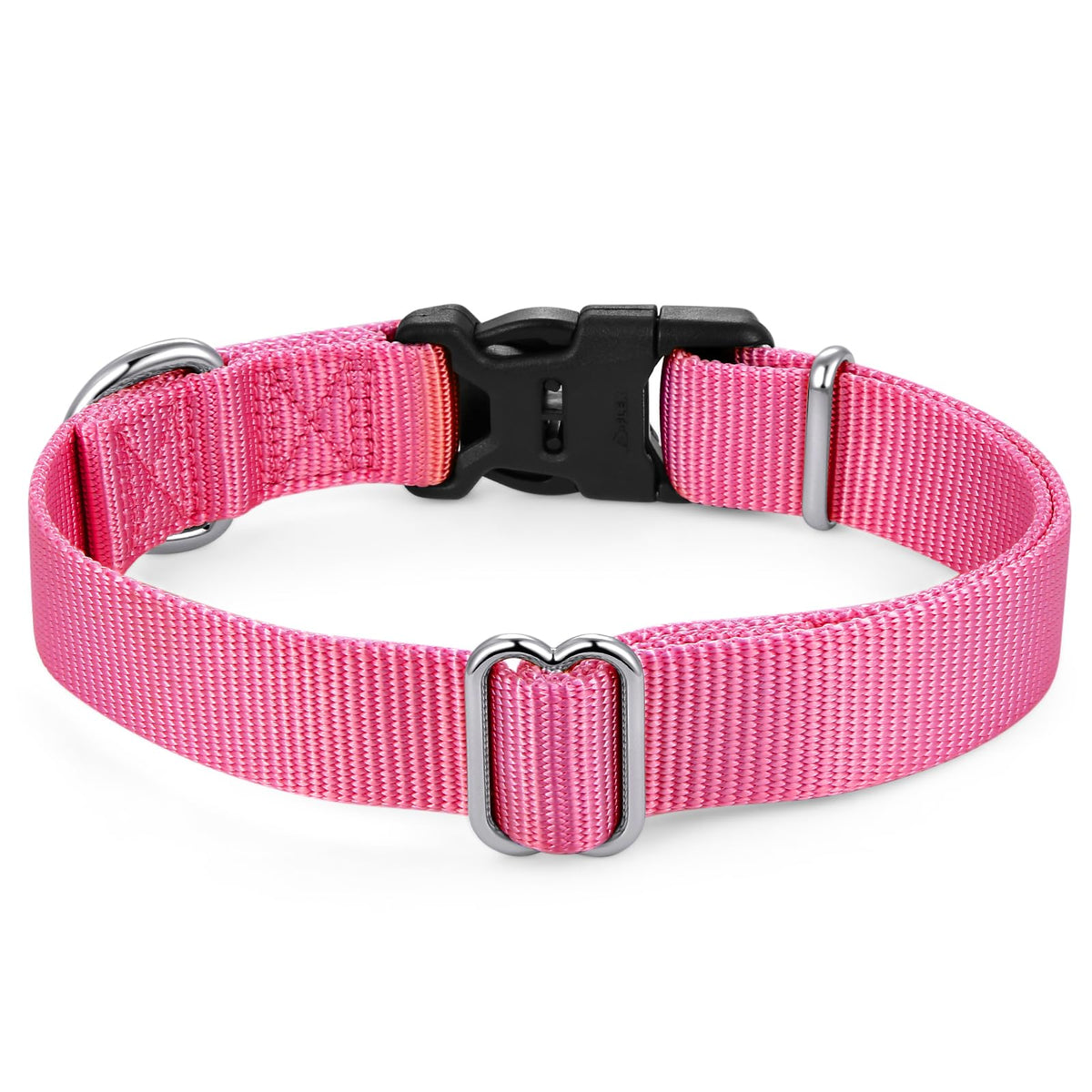 Nylon Dog Collar with Quick Release Buckle Soft Adjustable Sturdy for Small Medium Large Dogs Pink (BabyPink / M：13"-20")