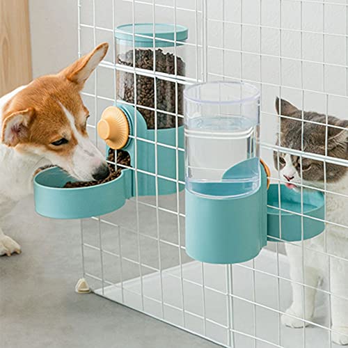 Pet Hanging Automatic Feeders Drinking Bowls 40oz (Green-Water)