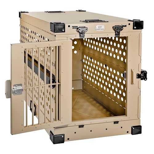 Aluminum Collapsible Dog Crate (Tan / 34.6"L x 25.2"W x 28.9"H)