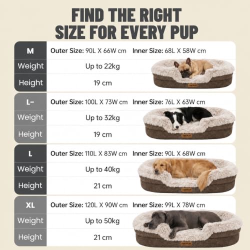 Fluffy Orthopedic Dog Beds Large Sized Dog (Coffee / L-(40", UP to 70lbs))