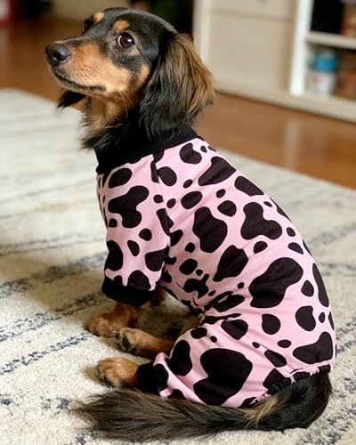 4 Pack Pink Cow Dog Pajamas for Medium Dogs (Large)