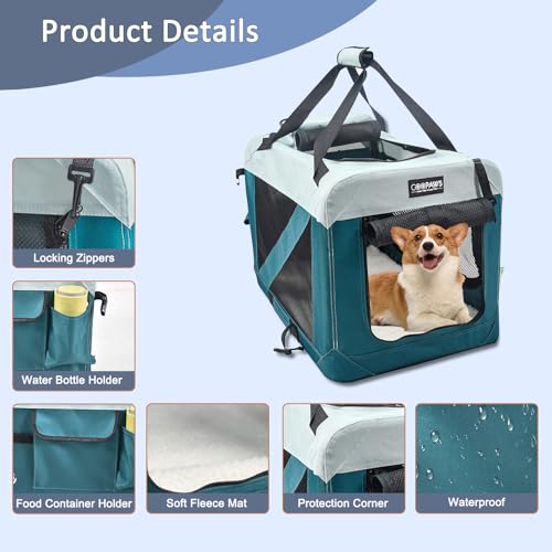 3 Door Soft Dog Crates Kennel (8-Teal Blue)