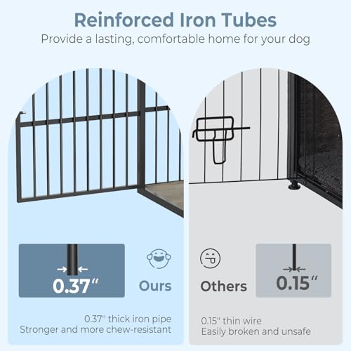 43'' XL Dog Crate Furniture with 3 Doors for Medium to Large Dogs (Ancient gray / 43.3"L x 29.9"W x 33.1"H)