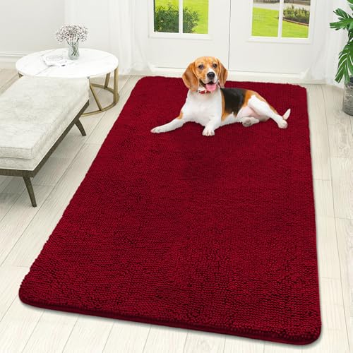 Dog Door Mat for Muddy Paws 59x32 (Red / 59" X 32")
