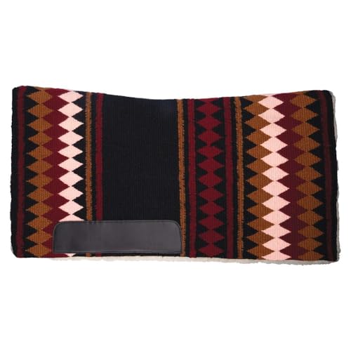 Fleece Bottom Contoured Saddle Pad (Black/Aqua/Lilac)