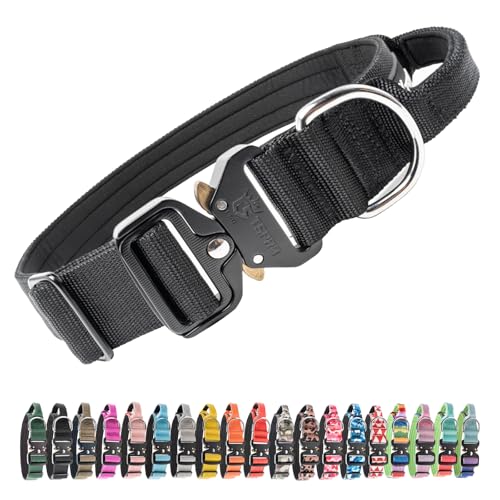 Tactical Dog Collar (Basic Black - Handle Style / L: Neck 17.5" to 24.5")