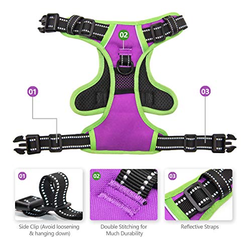 Upgraded No Pull Dog Harness (Purple / Small)