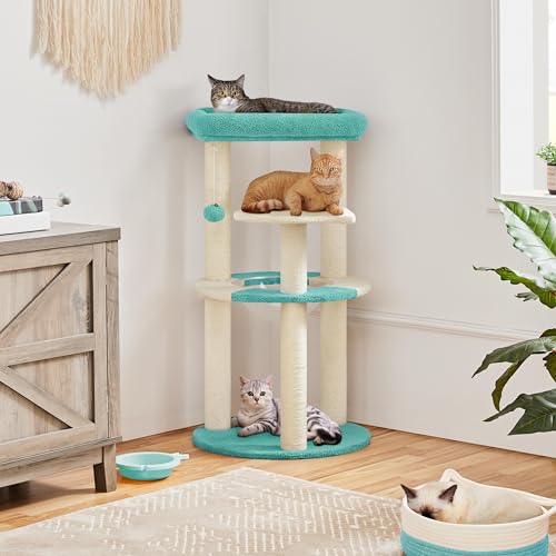 Cat Tree 35.5in Cat Tower for Indoor Cats (Indigo/Beige)